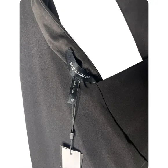 NWT BCBG MaxAzria Black Asymmetric Midi Dress Size M - Picture 9 of 13